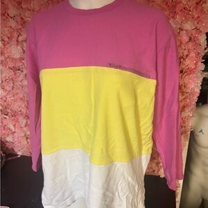 Vittadini Sport Cotton Medium Pink Yellow Long Sleeve Shirt